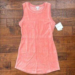 NWT Beyond Yoga Out Of Town Dress Pink Sleeveless Terry Dress, small